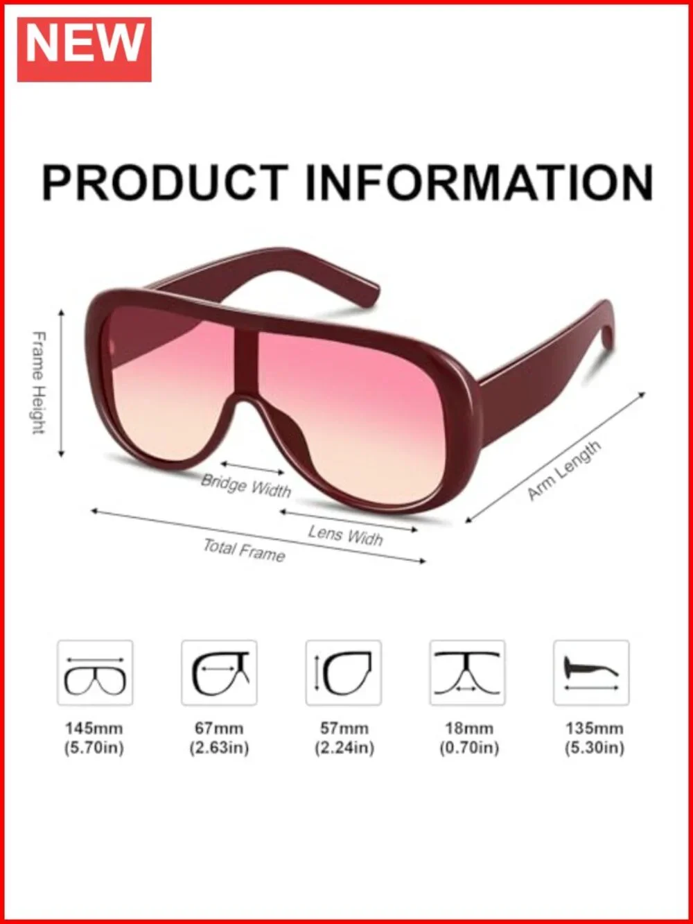 Oversized Shield Sunglasses Retro Thick Aviator UV400 Protection for Driving